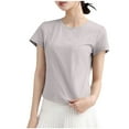 thumbnail image 1 of Summer Casual T-Shirts for Women Cotton Short Sleeve Workout Crop Tops Crew Neck Base Tees Plain Tshirts (2XL, Purple), 1 of 4