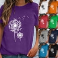 thumbnail image 1 of Summer Casual T Shirts for Women Dandelion Print Breathable Tee Crewneck Short Sleeve Ladies Top Grey XXL, 1 of 5