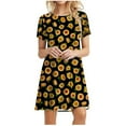 thumbnail image 1 of Summer Casual Tshirt Dresses for Women Sunflower Print Swing Sun Dress Beach Loose Comfy Tunic Dress Short Sleeve Dress, 1 of 6
