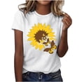 thumbnail image 1 of Summer Casual Tshirts for Women Loose Fit Crewneck Floral Printed Basic Tees Short Sleeve Tops Pullover T Shirt (2XL, Yellow 01), 1 of 5