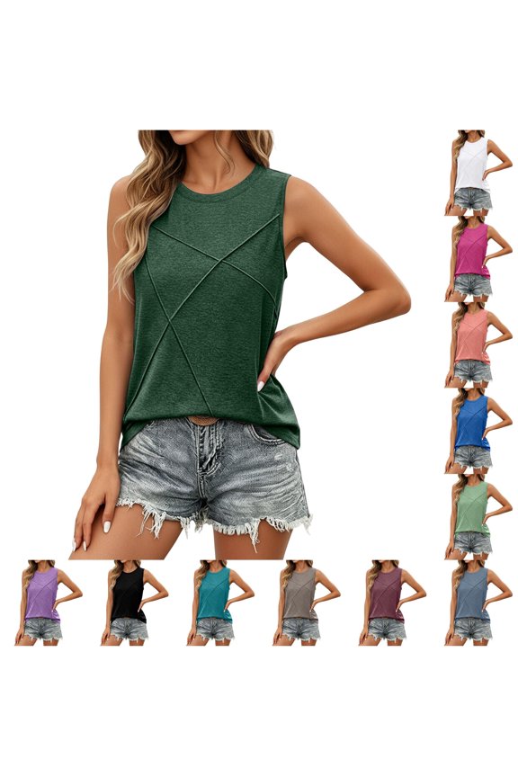 Summer Casual V Neck Sleeveless Blouse Loose Fit Pure Color Basic Tank Top Workout Tops for Women Dance Barbell Tops Womens Womens Camisole Layering Women Athletic Tops for Women Loose Back