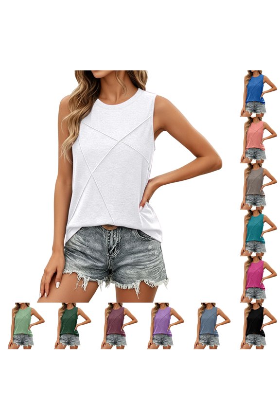 Summer Casual V Neck Sleeveless Blouse Loose Fit Pure Color Basic Tank Top Workout Tops for Women Dance Barbell Tops Womens Womens Camisole Layering Women Athletic Tops for Women Loose Back