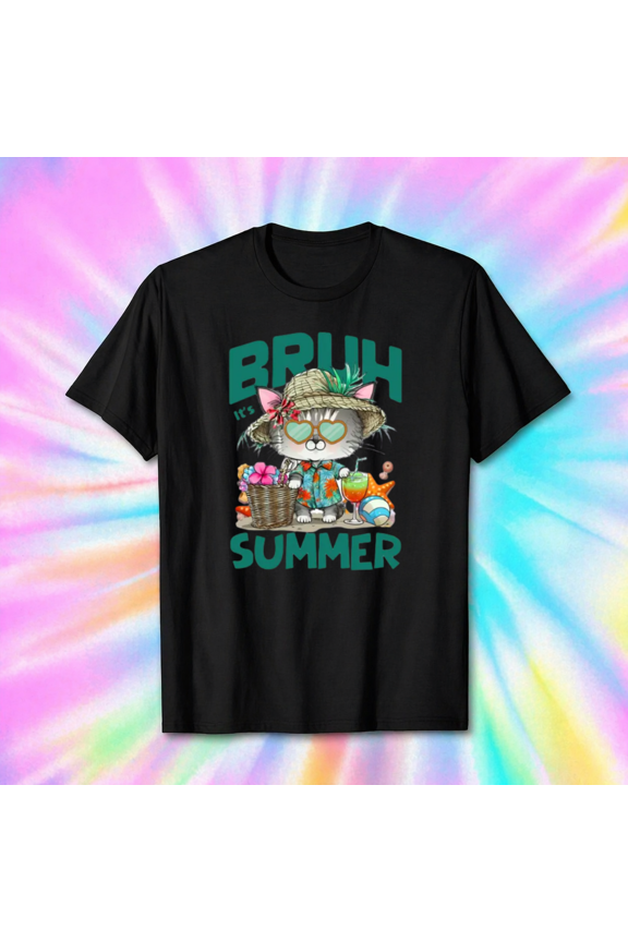 Summer Cat Bruh Funny Chill Relax Beach Vibe Pet Animal Humor Unisex T-Shirt, Size S-5XL
