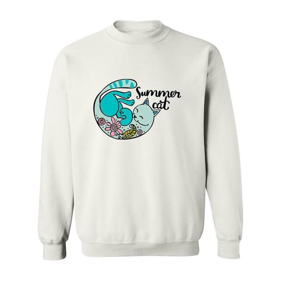Summer Cat Design Sweatshirt Women -Image by Shutterstock, Female Small