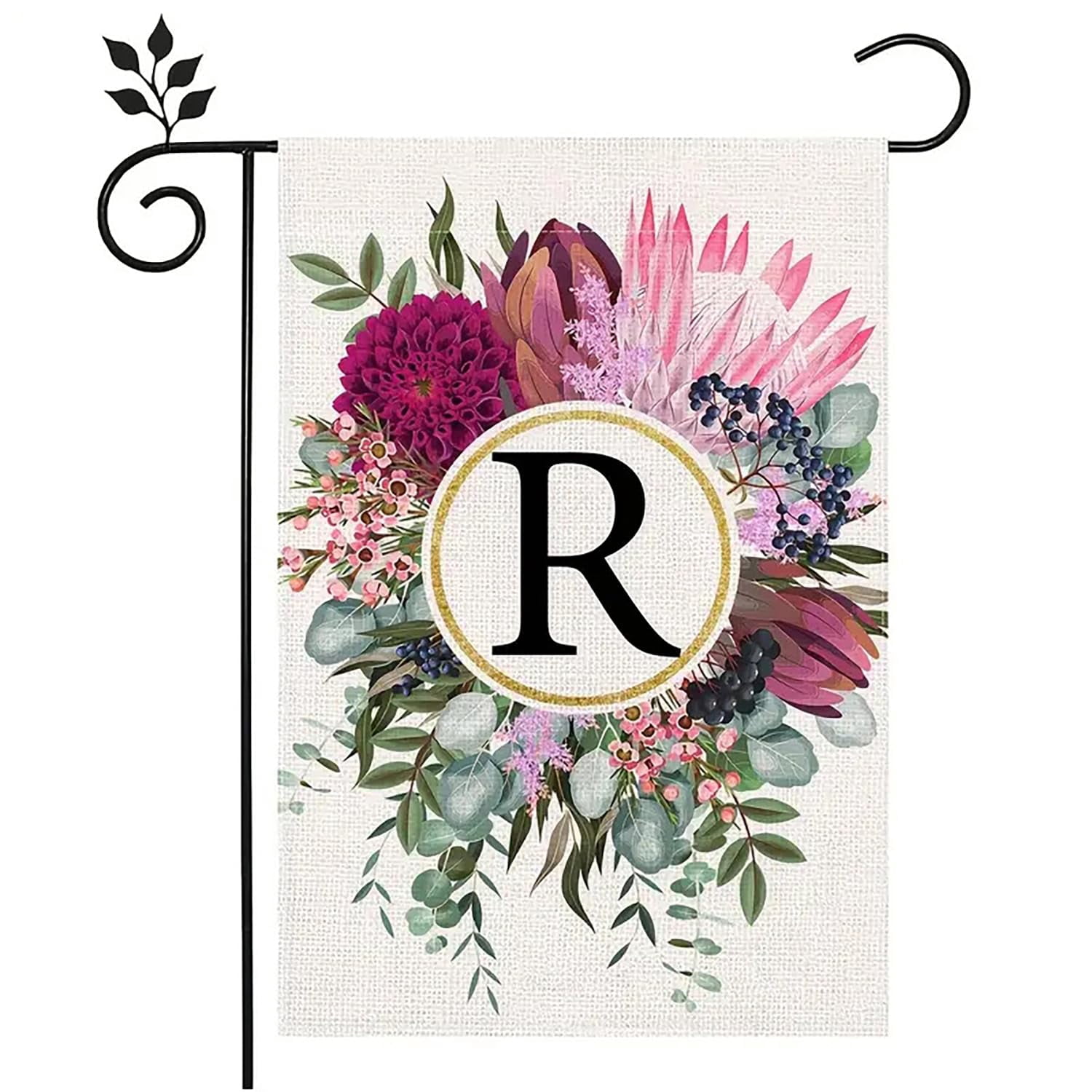 Flowers Summer Monogram Garden Flag,Letter Double Sided Colorful ...