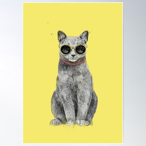 Summer Cat Poster Wall Art, Modern Wall Decor For Living Room Bedroom, 12x18 UNFRAMED