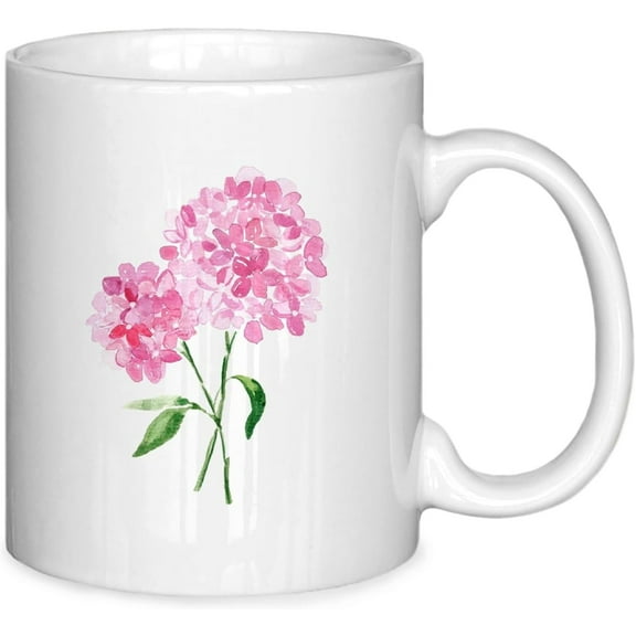 Blue Spring Porcelain Flower Floral Hydrangea Plant Lady Coffee Mugs Gifts for Women, Summer Ceramic 11 oz Coffee Mug