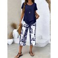 thumbnail image 1 of Summer Chic Two-Piece Set: Short-Sleeve Top & High-Waisted Wide-Leg Pants, 1 of 5