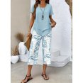 thumbnail image 1 of Summer Chic Two-Piece Set: Short-Sleeve Top & High-Waisted Wide-Leg Pants, 1 of 5