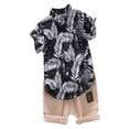 thumbnail image 1 of Summer Children Baby Boys Short Sleeve Leaves Pattern T-shirt Blouse+Shorts Casual Outfits Set, 1 of 5