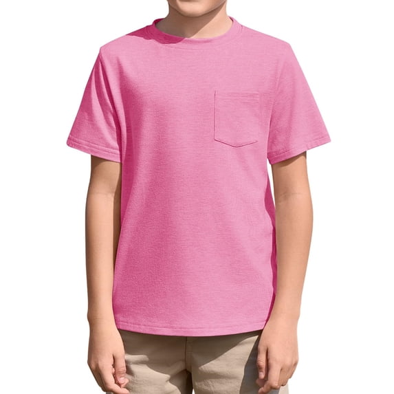 Summer Children Boy's Tee Tops Short Sleeve Kids Casual Solid Color Shirt with Pocket