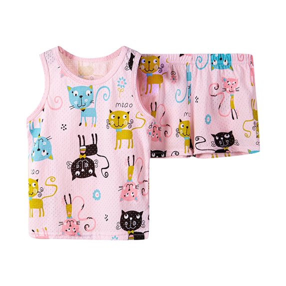 Summer Children Clothing Sets Cartoon Toddler Girls Clothing Sets Vest Pant Kids Casual Boys Clothes Sport 2pcs Suits Outfit Outwear