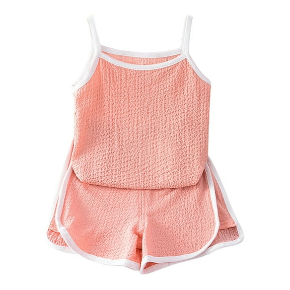 Summer Children Vest Set Girls Sleeveless Summer Clothes Large Children Style Loose Version Of Children Clothing Relaxed Fit Dailywear 3-4 Years