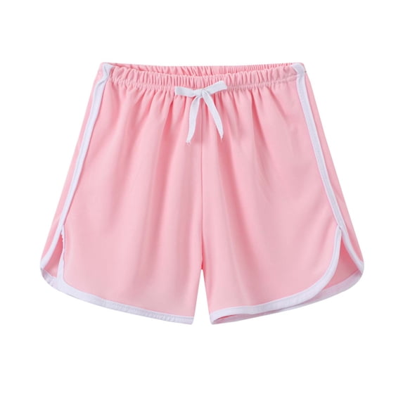 Summer Children's Casual Sports Shorts Solid Color Pants Big Children's Rubber Waist Beach Pants Pink 3-4 Years