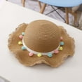 thumbnail image 1 of Summer Children's Colored Balls Bow Decorated Hat Rope Beach Hat Sun Hat, 1 of 5