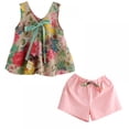 thumbnail image 1 of Summer Children's Girls Floral Printed Sleeveless Baby Vest Tops +Shorts Sets For Girls Kids Clothes Outfit Suits New, 1 of 5