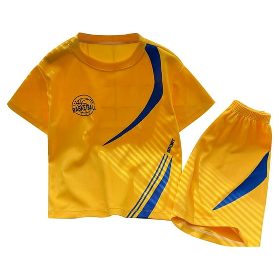 Youmylove Summer Children's Sports Clothes Boys Football Short Sleeved Basketball Shorts Basketball Training Sportswear Suit Stylish Vacation Outwear