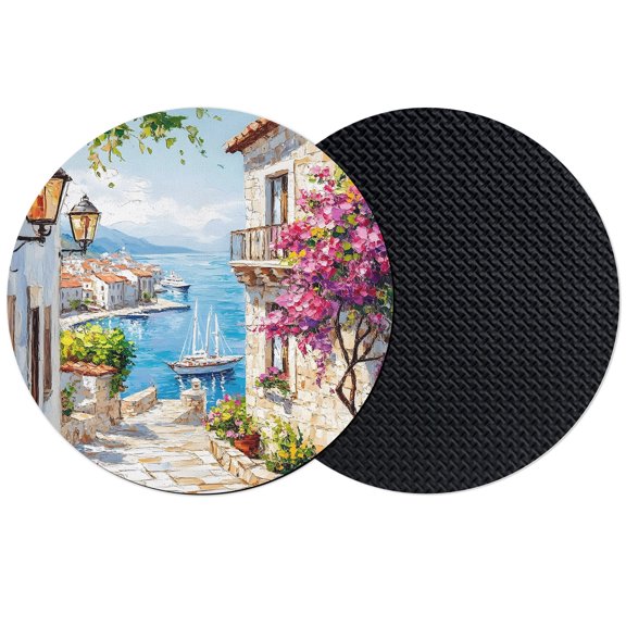 Summer City Coasters Set of 2, Absorbent Coasters for Drinks, Farmhouse Romantic Ocean Beach Ship House Coaster for Desk Coffee Table Protection, Home Decor House Warming Gifts 4"