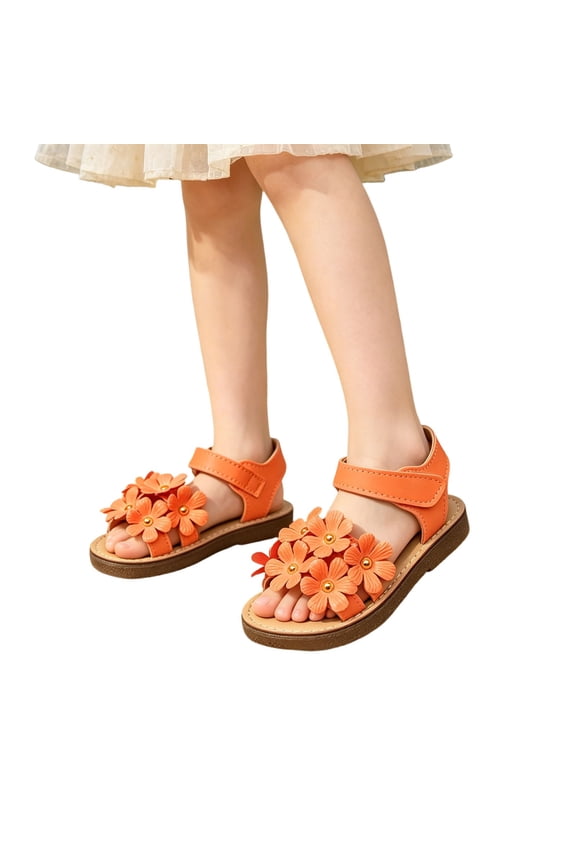 Summer Classic Girls Sandals Comfort Footwear with Floral Design for Everyday Casual Outdoor Adventures Easy -on and Soft Sole