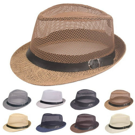 Summer Classic Short Brim Straw Fedora Hat - Stylish Sunshade Hat for Men and Women, Perfect for Beach and Outdoor Activities