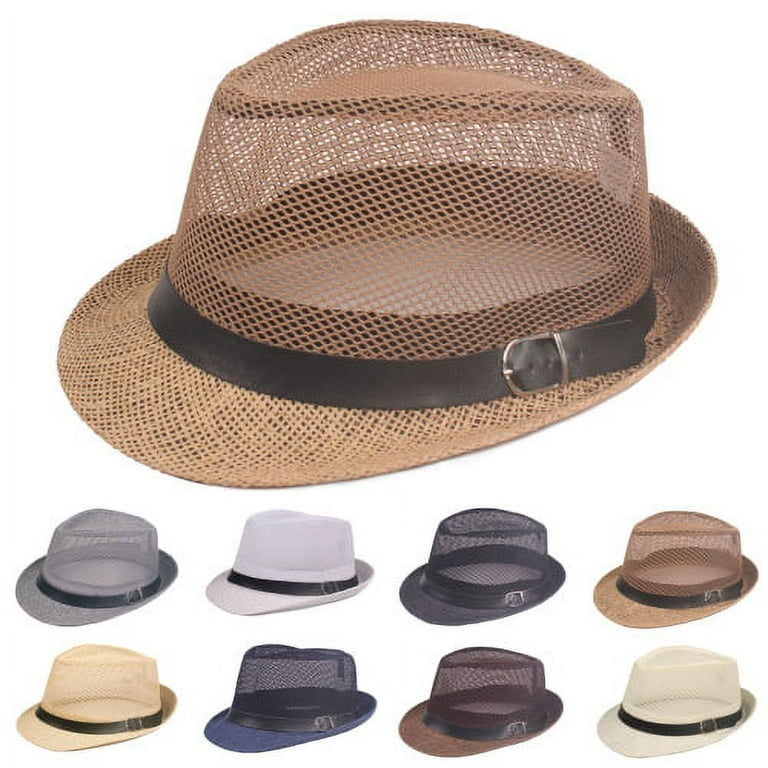 Summer Classic Short Brim Straw Fedora Hat - Stylish Sunshade Hat for Men  and Women, Perfect for Beach and Outdoor Activities