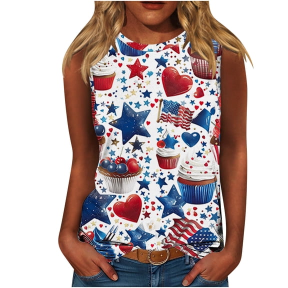 Summer Clean Glitter Sequined Tank Tops For Women Independence Day Patriotic Tees Shirts Heart Graphic American Flag Graphic Camis Pullover Sweater Sleeveless Shirts Going Out Outfits