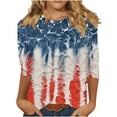 thumbnail image 1 of Summer Cleans 3/4 Sleeve Tops For Women Scooped Neck Sequined Tee Shirts Pullover Sweater Blouses Independence Day Patriotic T-Shirts Vintage Causal Tunics Tees Beach Vacation Clothes, 1 of 5