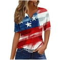 thumbnail image 1 of Summer Cleans Tops For Women American Flag Graphic Tee Shirts Henley Neck Tunic Tops Short Sleeve T Shirts Pullover Sweater Blouses Light Breathable T-Shirt Beach Vacation Outfits, 1 of 5