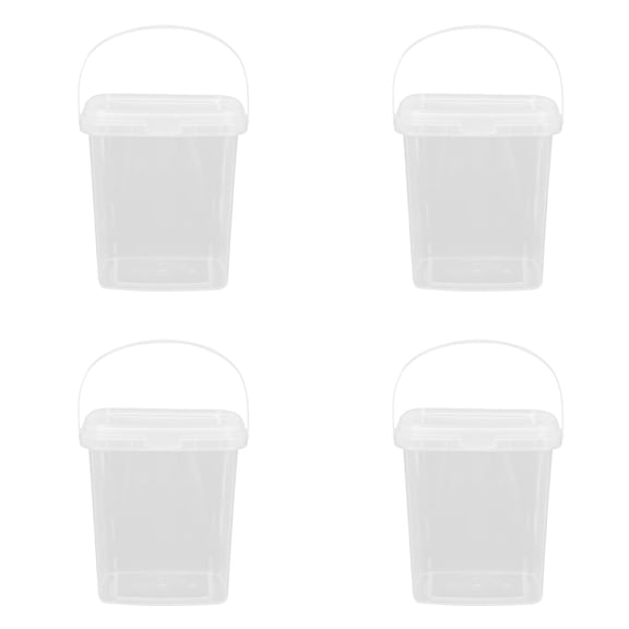 Summer Clear Ice Cream Buckets with Airtight Lids Bulk Food Storage Containers with Handles 4 Pcs Food Grade Freezer Ice Cream Tub Reusable Kitchen Pail for Drinks Deli Pickles Brown Sugar Milk Tea
