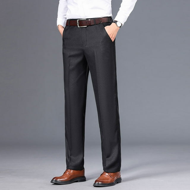 Summer Clearance 2023! YOHOME Men's Slim Fit Dress Pant Solid Color Summer Casual Straight Leg