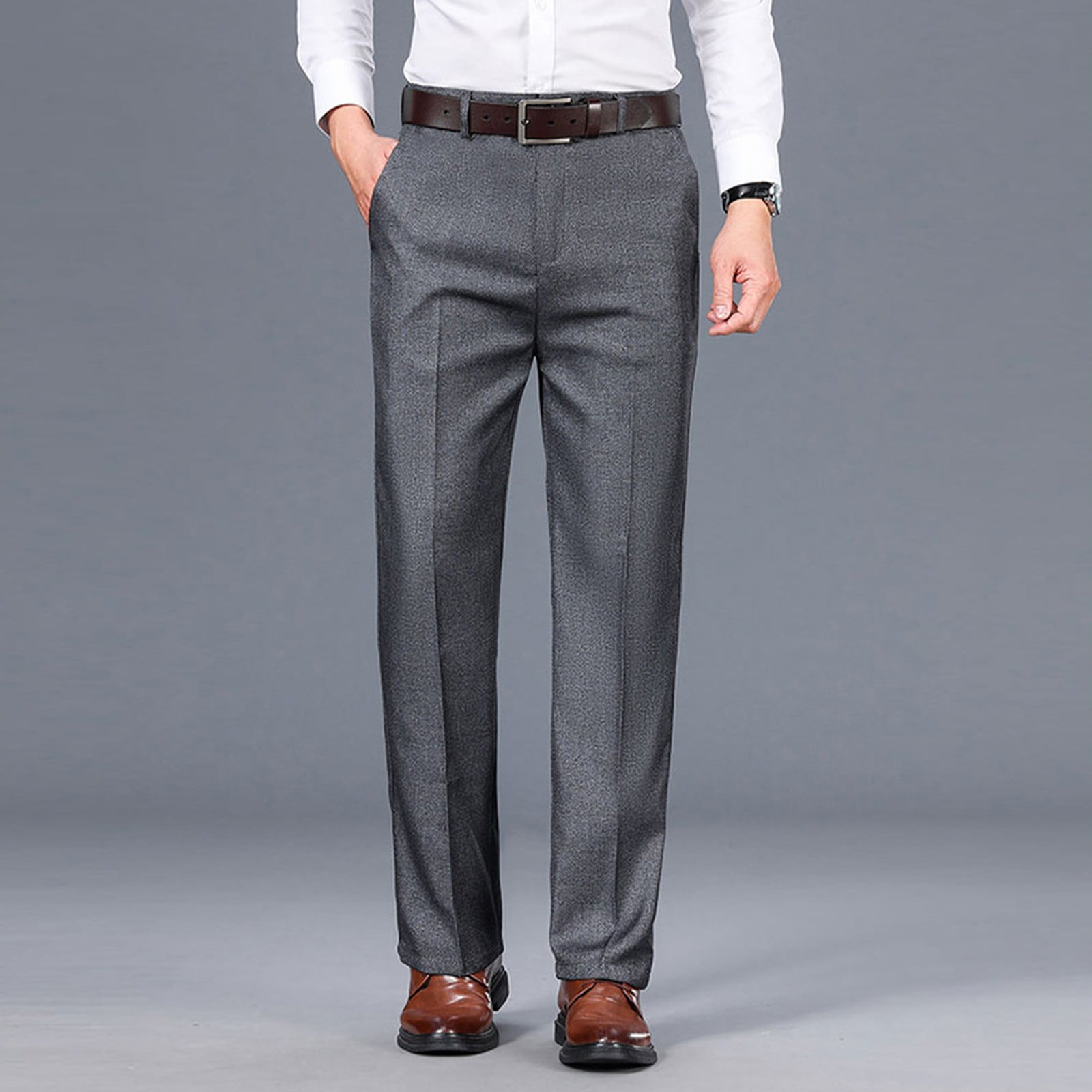 Summer Clearance 2023! YOHOME Men's Slim Fit Dress Pant Solid Color