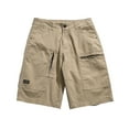 thumbnail image 1 of HOOMEUMY Men's Summer Multi-Pocket Cargo Shorts Straight Fit Zip Solid Color Bermuda Shorts Khaki 4, 1 of 9