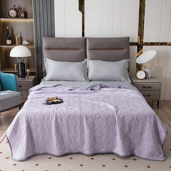 PRETXORVE Quilt, Summer Quilt, Double Bedding Quilt - Blue and Purple Double Bedding Quilt Suitable for All Seasons Soft Cover Quilt