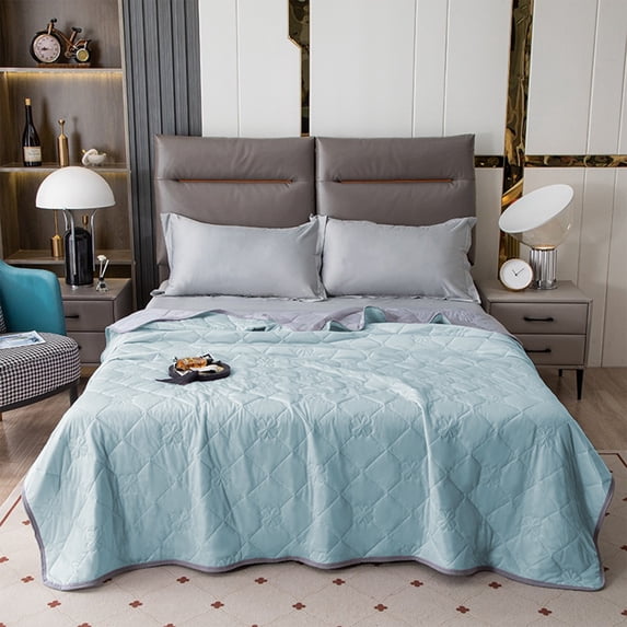 PRETXORVE Quilt, Summer Quilt, Double Bedding Quilt - Blue and Purple Double Bedding Quilt Suitable for All Seasons Soft Cover Quilt