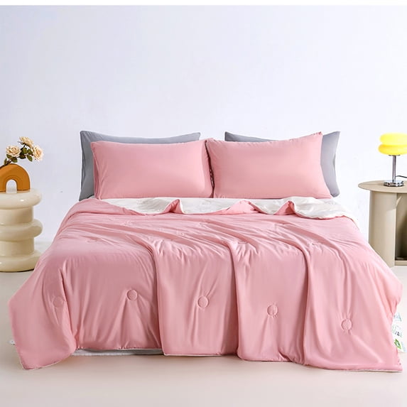 PRETXORVE Quilt, Summer Quilt, Ice Cream Cool Feeling Silk Summer Quilt Machine Washable Conditioning Quilt Solid Color Ice Cream Summer Quilt Double Thin Quilt