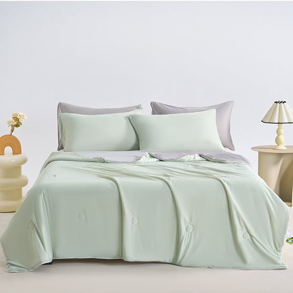 PRETXORVE Quilt, Summer Quilt, Ice Cream Cool Feeling Silk Summer Quilt Machine Washable Conditioning Quilt Solid Color Ice Cream Summer Quilt Double Thin Quilt