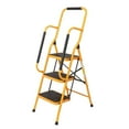 thumbnail image 1 of Summer Clearance! 3 Step Ladder Folding Step Stool Ladder with Wide Anti-Slip Pedal Rubber Handle Feet Lightweight Portable Sturdy Steel Ladder, 1 of 9