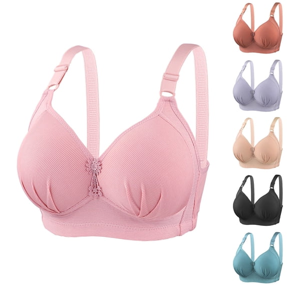 Ahuyic Summer Womens Bras,Plus Size Bras for Women,Middle Aged And Elderly Bras Without Steel Rings Large Size Underwear Front Button Style Bra Comfortable Bra