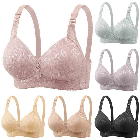 Ahuyic Summer Womens Bras,Plus Size Bras for Women,Woman Color Thin And Steel Hoop Gathered Breathable Underwear For Daily Bras