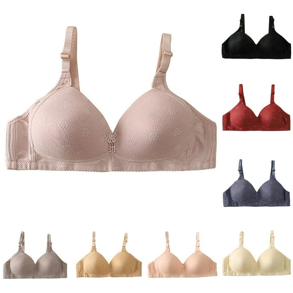Ahuyic Summer Womens Bras,Plus Size Bras for Women,Women's Daily Adjustable Underwear Gathered Thin Bra Without Steel Ring