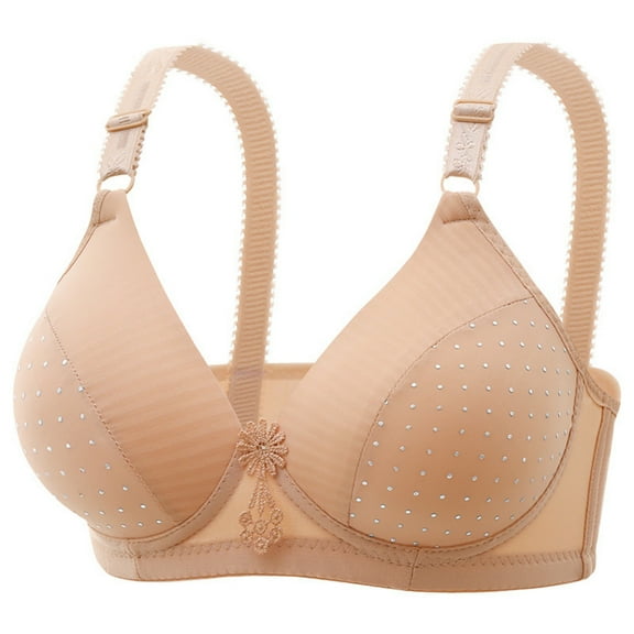 Ahuyic Summer Womens Bras,Plus Size Bras for Women,Women's Non-steel Lace Stitching Comfortable And Breathable Gathered Adjustable Bra Underwear