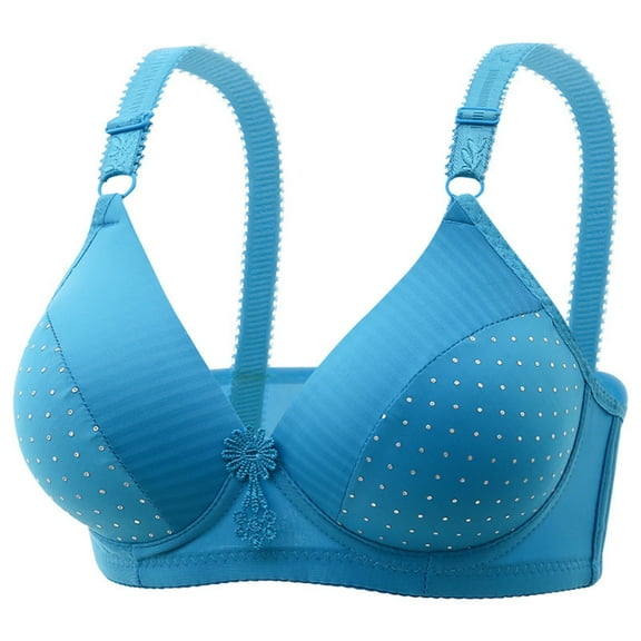 Ahuyic Summer Womens Bras,Plus Size Bras for Women,Women's Non-steel Lace Stitching Comfortable And Breathable Gathered Adjustable Bra Underwear
