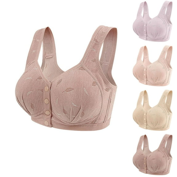 Ahuyic Summer Womens Bras,Plus Size Bras for Women,Women Leopard-Print Front Buckles Underwear No Steel Close Bra