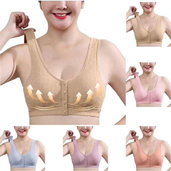Ahuyic Summer Women Bra,Women Plus Size Bras,Ladies Traceless Comfortable No Steel Ring Breathable Gathering Bra Woman Underwear