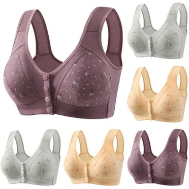 Summer Clearance! Ahuyic Summer Women Bra,Women Plus Size Bras,Woman's Printing Front Buckle Elastic Style Medium Sized Bra Without Steel Rim