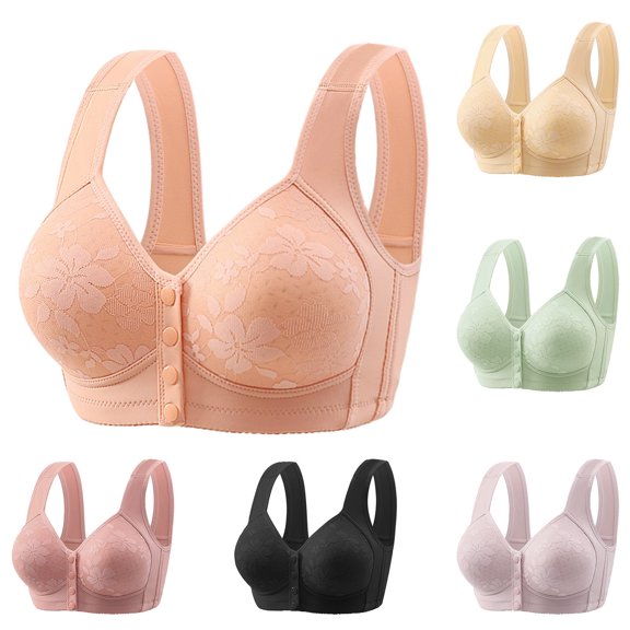 Ahuyic Summer Womens Bras,Plus Size Bras for Women,Woman's Back Buckle Embroidery Thin Style Ventilate Large Size Bra Without Steel Rim