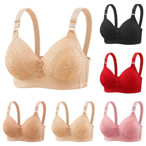 Ahuyic Summer Womens Bras,Plus Size Bras for Women,Middle Aged And Elderly Bras Without Steel Rings Large Size Underwear Front Button Style Bra Comfortable Bra