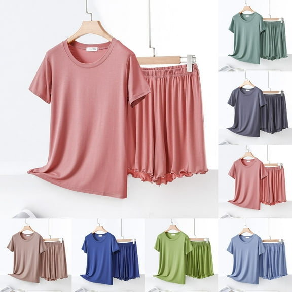 Ahuyic Women Summer Clothing Set,Casual Summer Outfits,Women's Fashion Solid Color Suspenders Slit Pants Two-piece Set