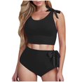 thumbnail image 1 of Ahuyic Womens Plus Size SwimSuit,Casual Solid Color Bathing Suit,Womens Solid Swimsuits Bandage Bathing Suits Roudn Neck Blackless Swimwear, 1 of 5