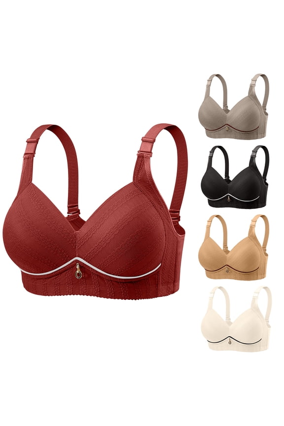 Summer Womens Bras,Plus Size Bras for Women,Women's Underwire Gathering Top Support Mom's Bra Large Size Thin Breathable Side Folding Sagging Foreign Trade Underwear